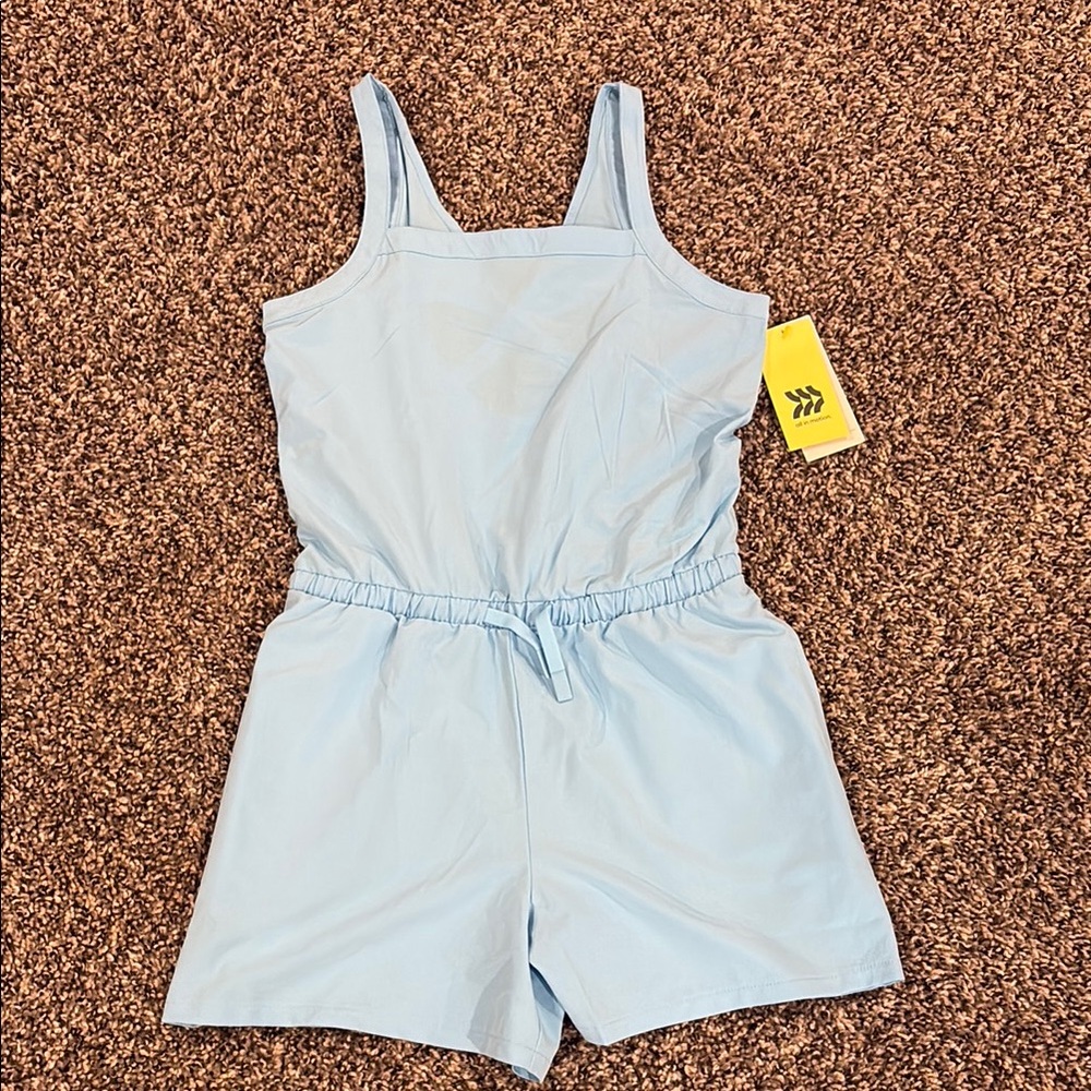 Light Blue Jumpsuit with Elastic Waist and Soft Fabric